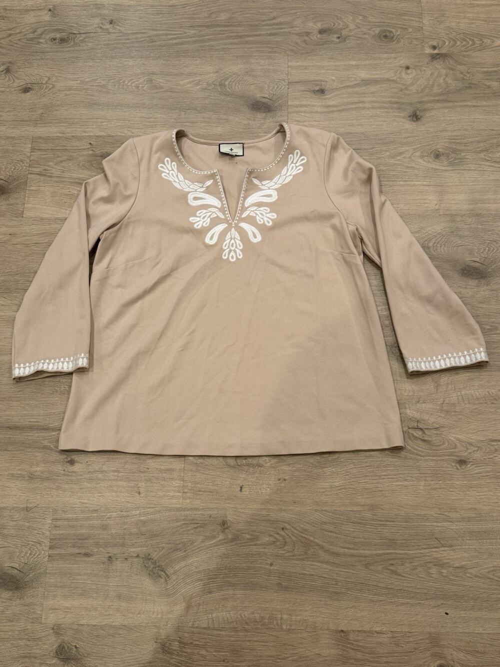 Tuckernuck Miguelina Embroidered Coastal Tunic Top Womens Sz XL Beige